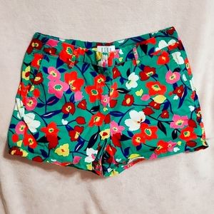 Like NEW Elle Bright Floral Print Graphic Shorts Sz6/8, Back Pockets, Flat Front